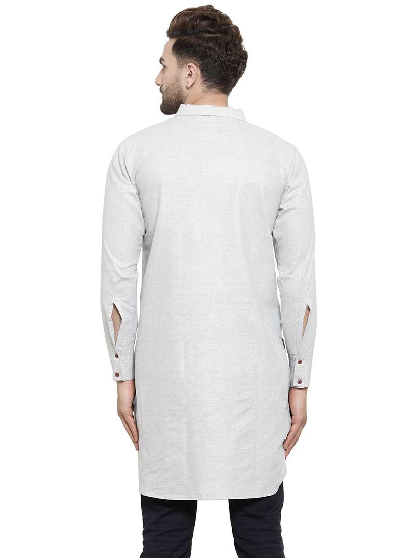 men long sleeves solid pathani kurta - 21712196 - Standard Image - 3