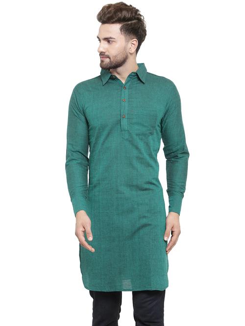 men long sleeves solid pathani kurta - 21712197 - Standard Image - 0
