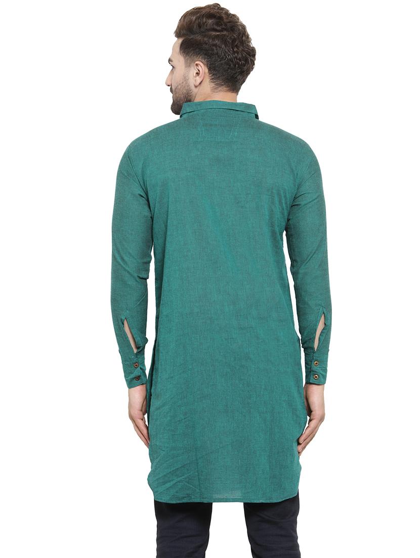 men long sleeves solid pathani kurta - 21712197 - Standard Image - 3
