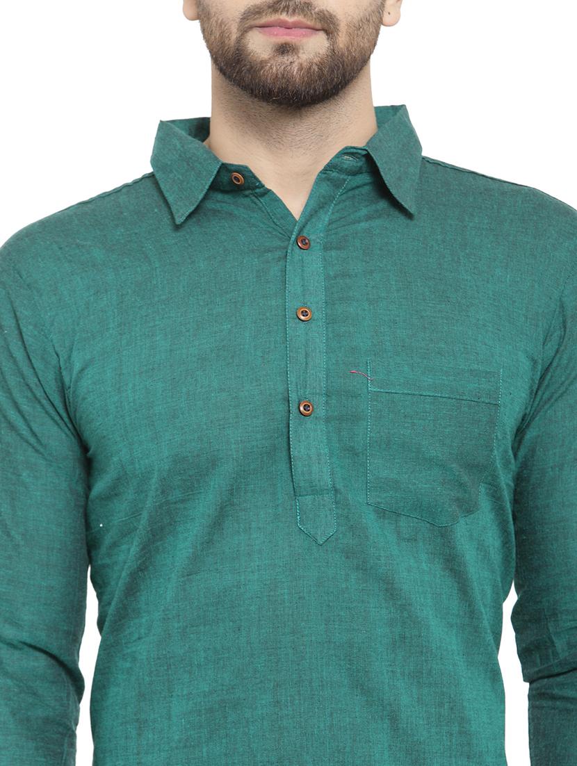 men long sleeves solid pathani kurta - 21712197 - Standard Image - 5