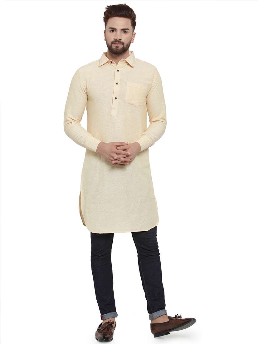 men long sleeves solid pathani kurta - 21712201 -  Zoom Image - 0