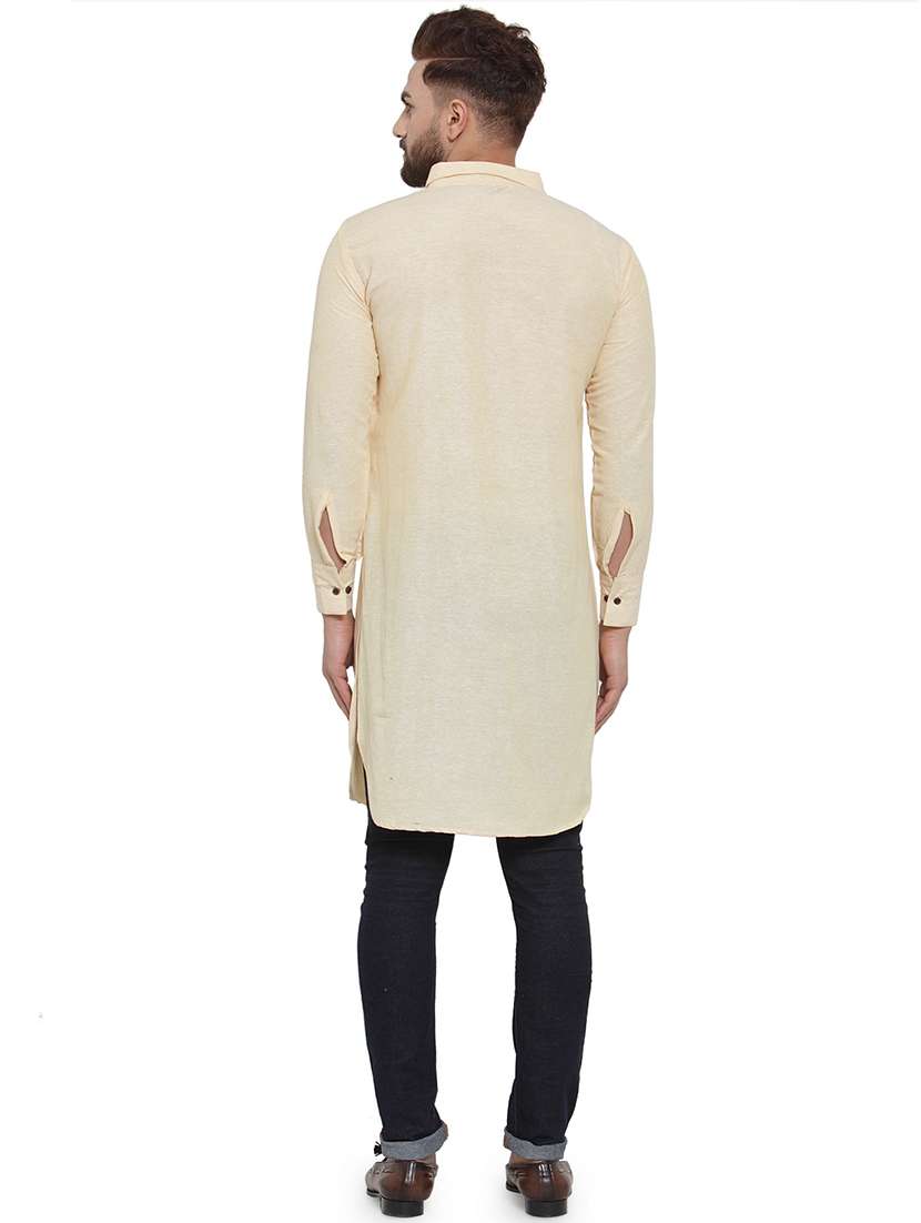 men long sleeves solid pathani kurta - 21712201 - Standard Image - 3