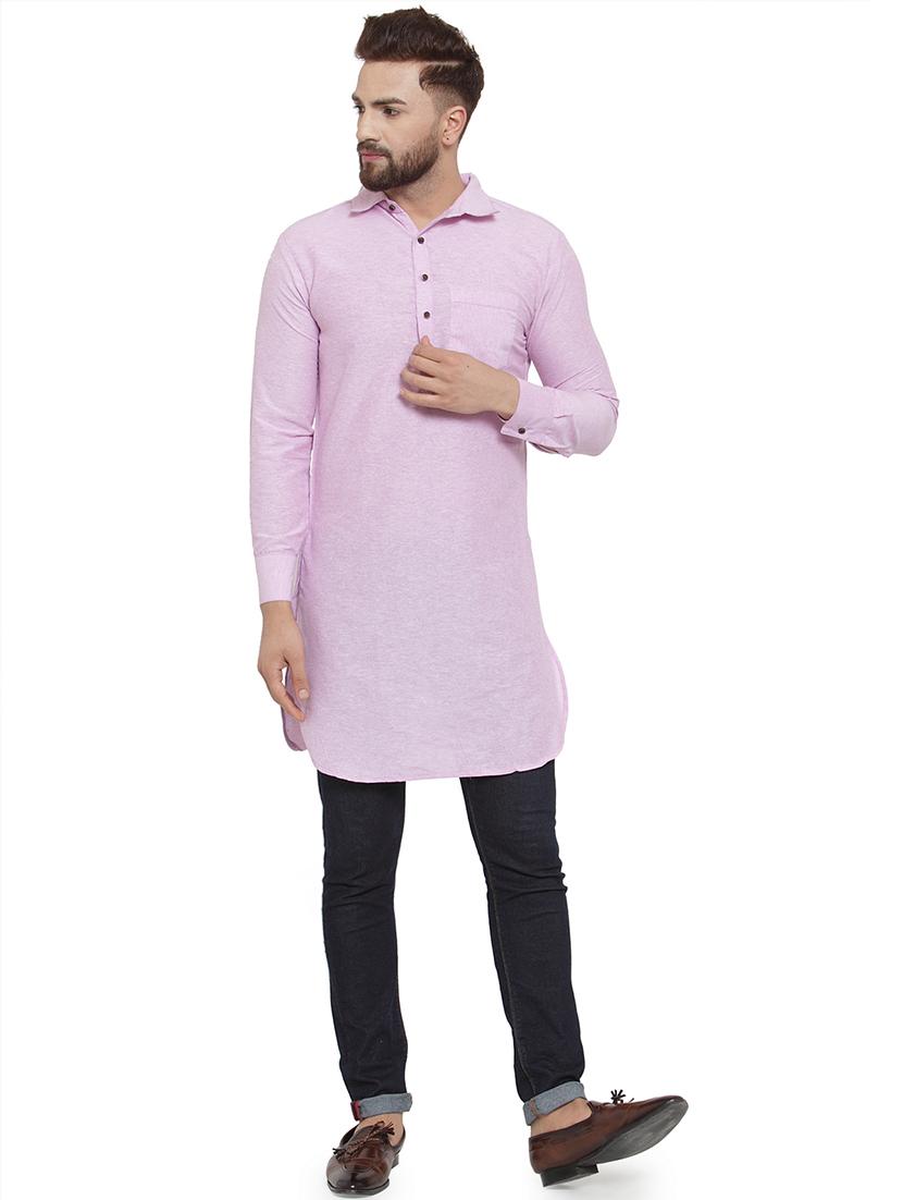 men long sleeves solid pathani kurta - 21712202 - Zoom Image - 0