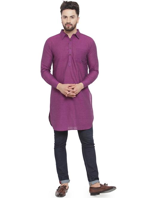 men long sleeves solid pathani kurta - 21712205 -  Standard Image - 0