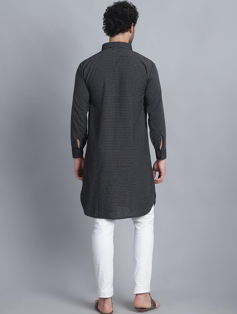 men long sleeves striped pathani kurta - 21712208 - Standard Image - 3