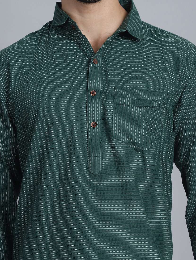 men long sleeves striped pathani kurta - 21712209 - Standard Image - 5