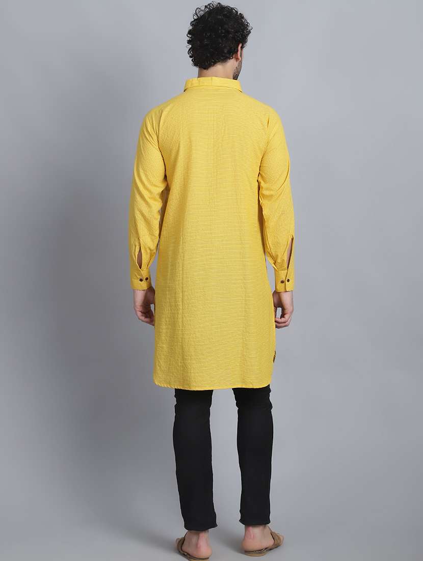 men long sleeves striped pathani kurta - 21712211 - Standard Image - 3