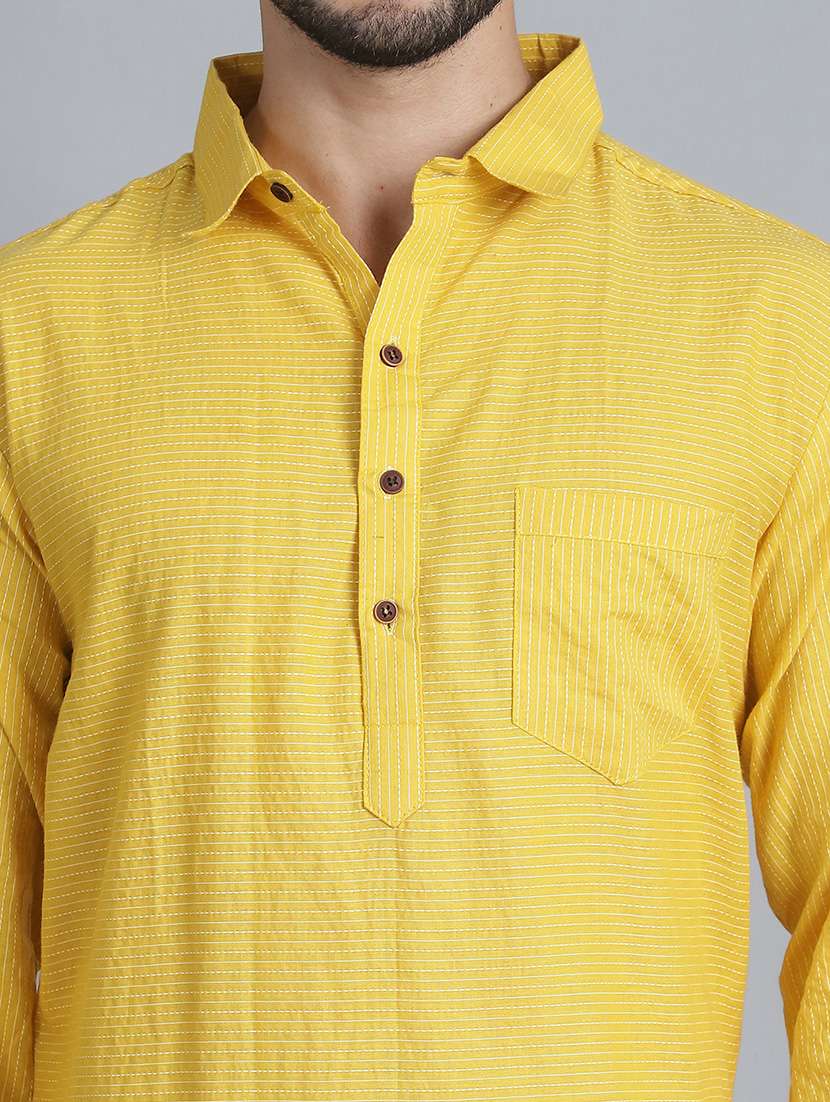 men long sleeves striped pathani kurta - 21712211 - Standard Image - 5