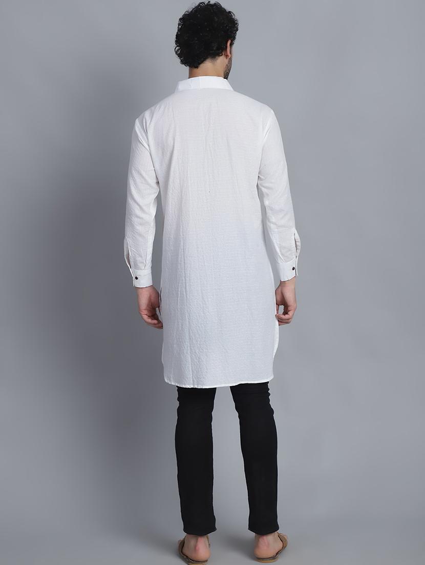 men long sleeves striped pathani kurta - 21712213 - Standard Image - 3