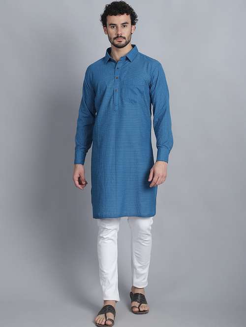 men long sleeves striped pathani kurta - 21712215 -  Standard Image - 0