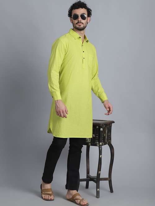 men long sleeves striped pathani kurta - 21712217 -  Standard Image - 0