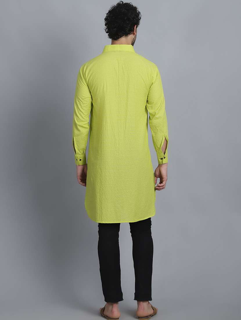 men long sleeves striped pathani kurta - 21712217 -  Standard Image - 3