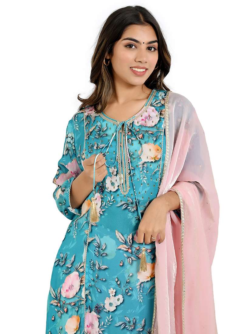 women floral printed kurta palazzo set with dupatta - 21712220 -  Standard Image - 3