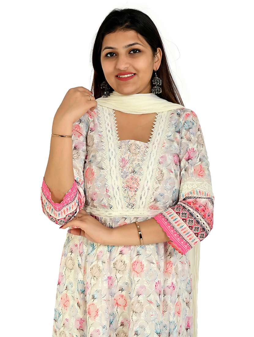 women floral printed kurta churidaar set with dupatta - 21712225 -  Standard Image - 3