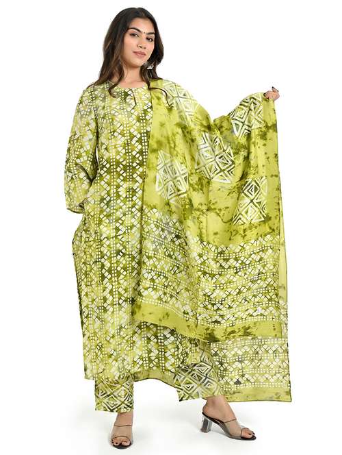 women three quarter sleeve kurta pant with dupatta set - 21712227 - Standard Image - 0