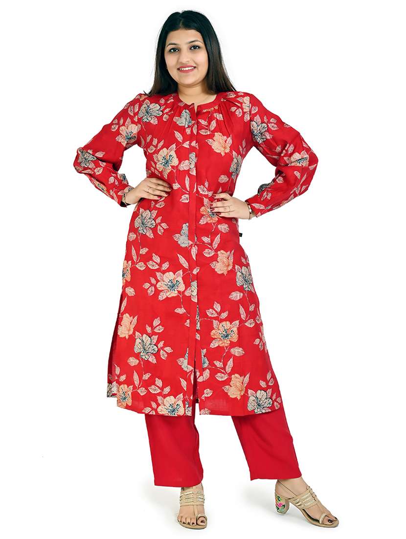 women red floral printed kurta pant set