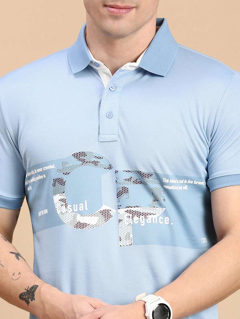 men printed short sleeves polo t t-shirt - 21712281 -  Standard Image - 3