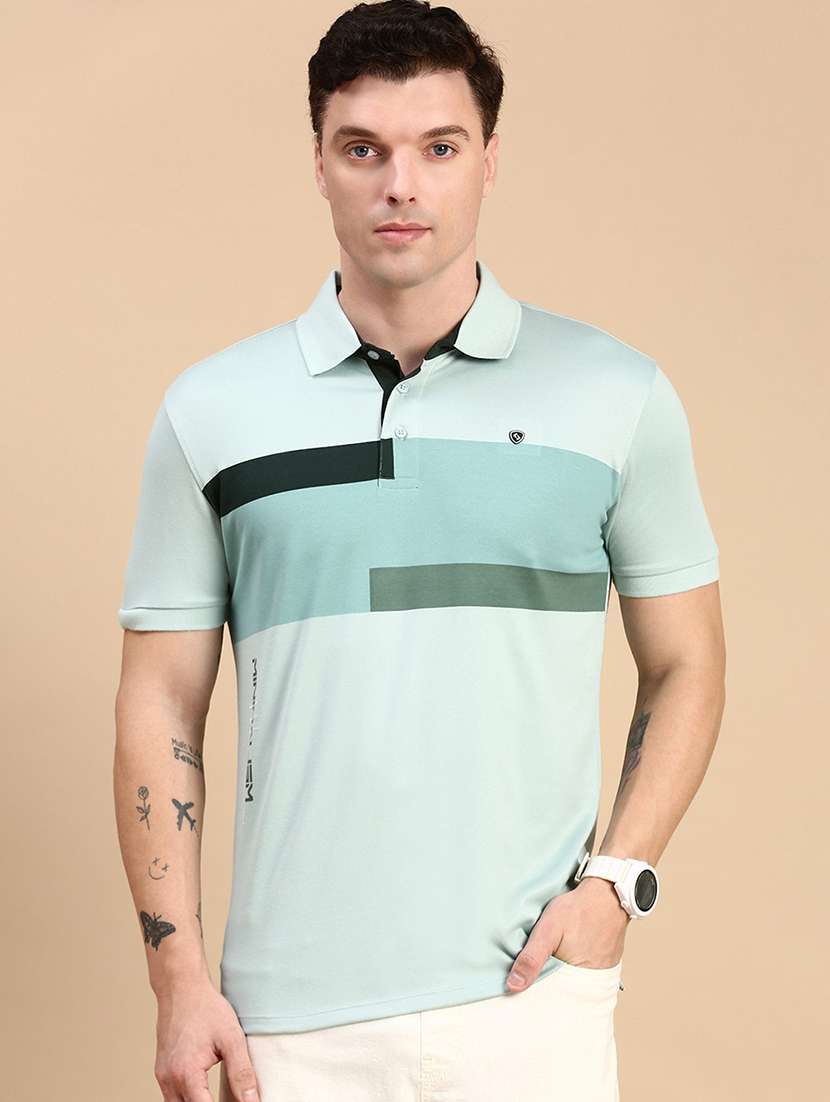 men printed short sleeves polo t t-shirt
