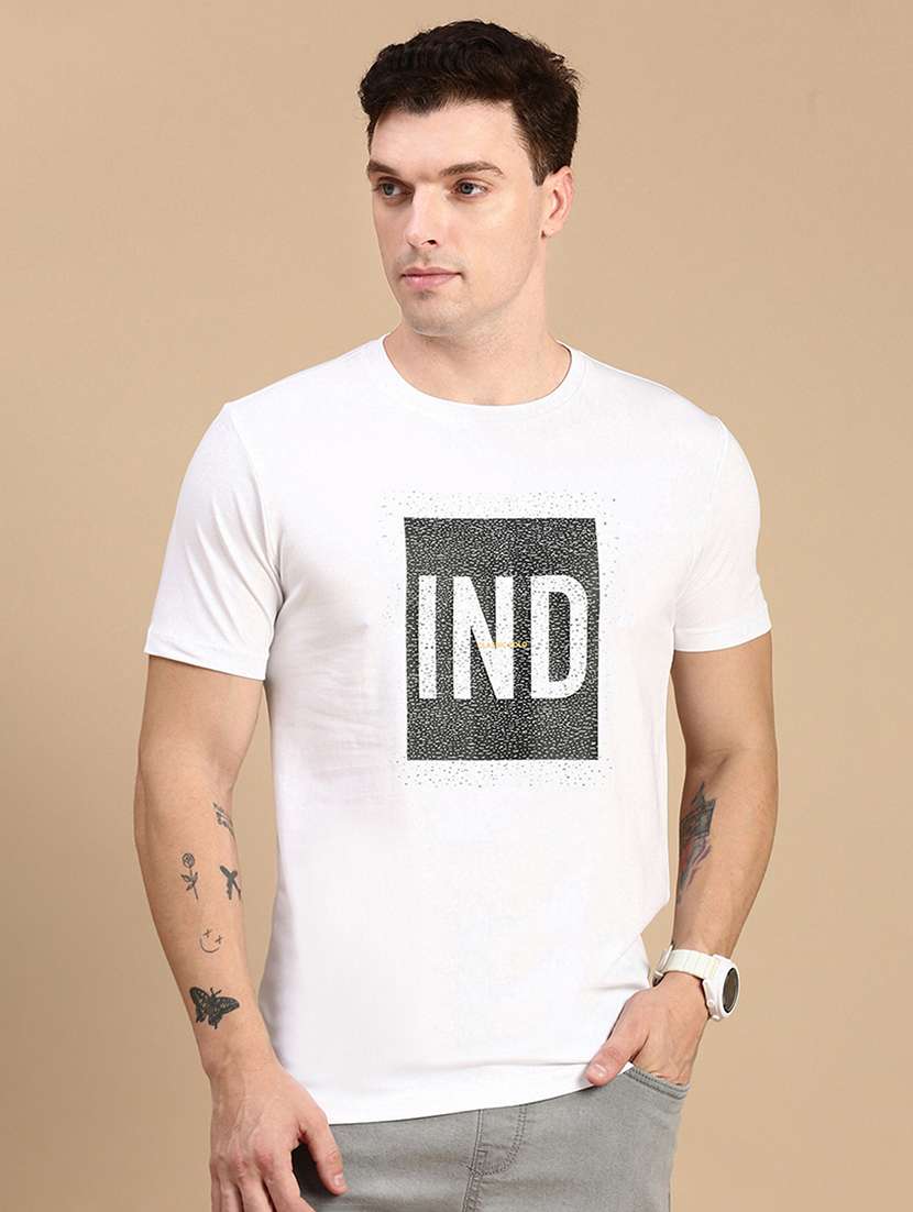 men printed short sleeves t-shirt