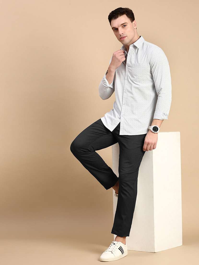 men solid mid rise chinos - 21712340 -  Standard Image - 3