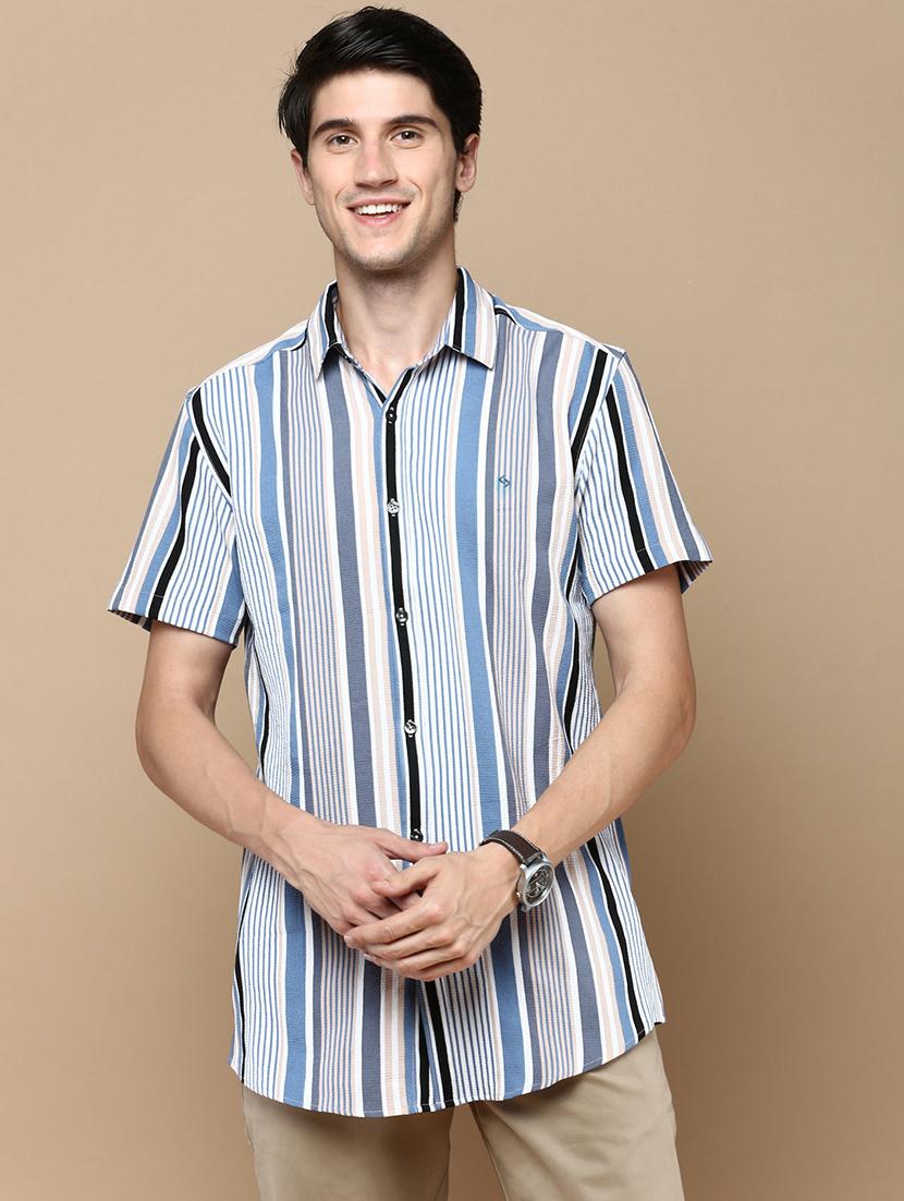 men striped short sleeve shirt