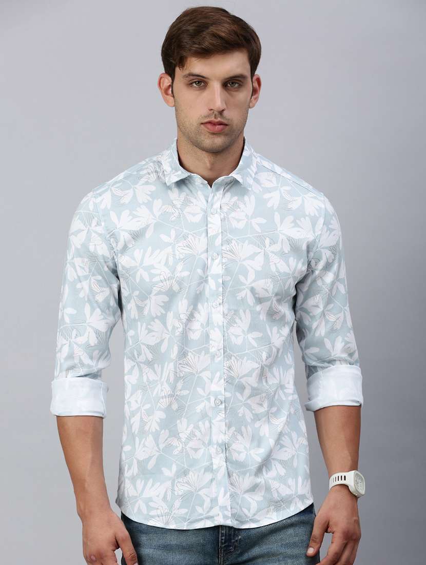 men printed collared casual shirt