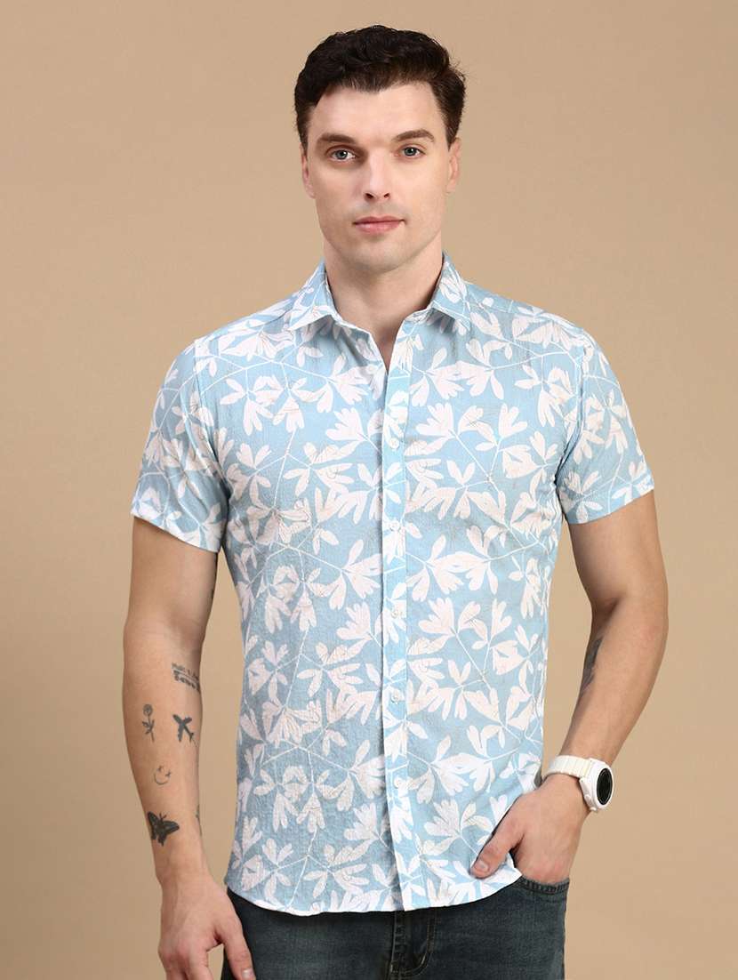 men printed collared casual shirt