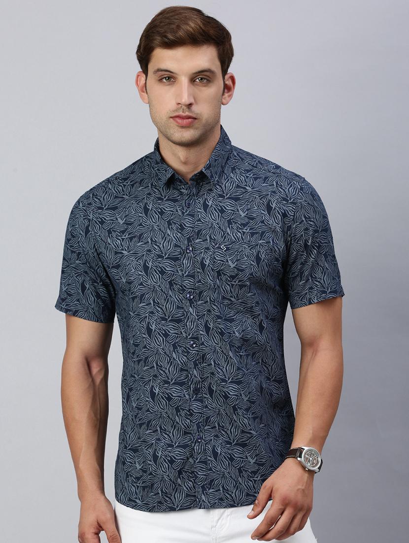 men printed collared casual shirt