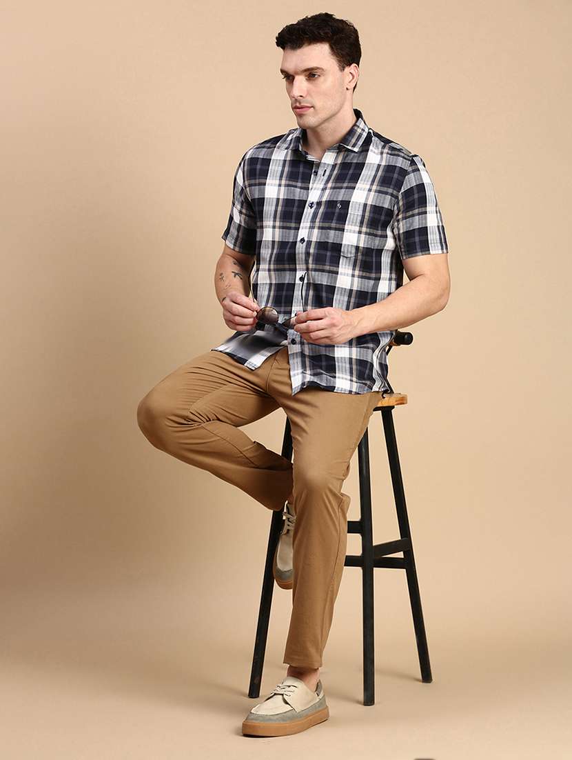 men checkered collared casual shirt - 21712400 -  Standard Image - 3