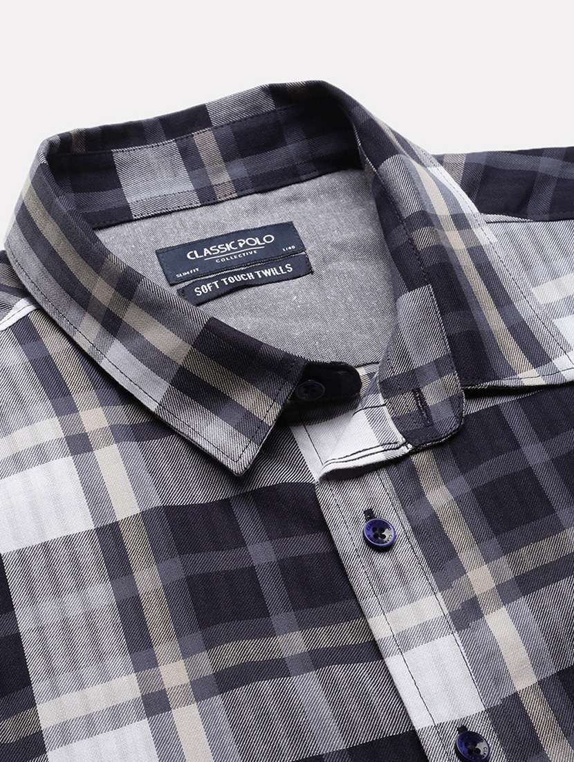 men checkered collared casual shirt - 21712400 -  Standard Image - 5