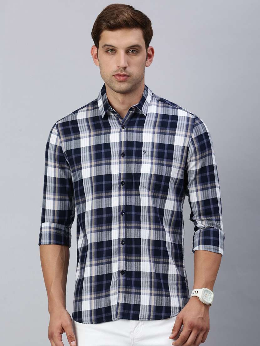 men checkered collared casual shirt
