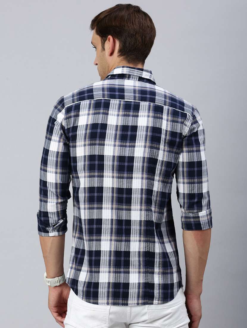 men checkered collared casual shirt - 21712401 -  Standard Image - 3