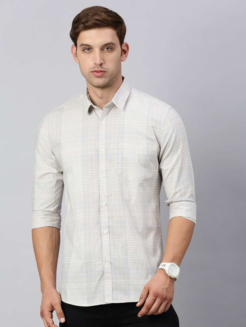 men checkered collared casual shirt