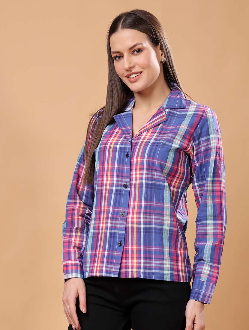 women checkered long sleeve shirt