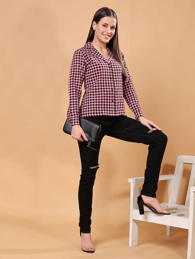 women checkered long sleeve shirt - 21712503 -  Standard Image - 3