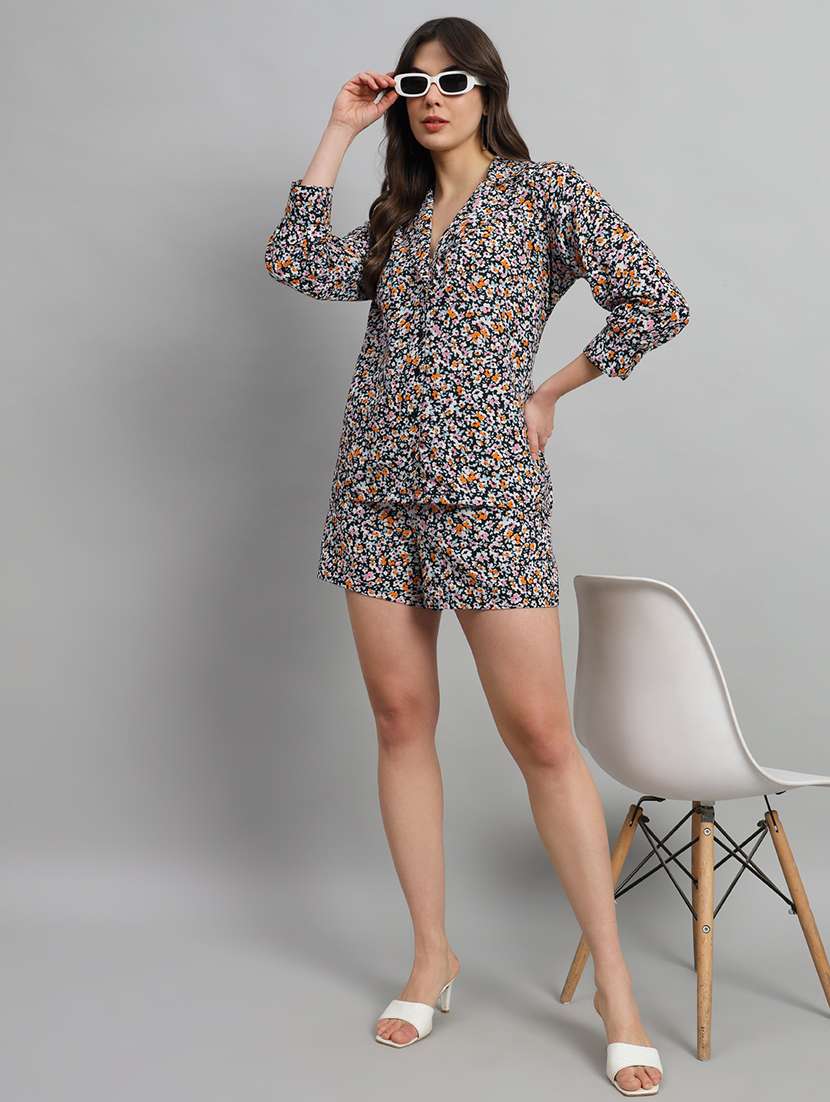 women black floral printed long sleeve shirts - 21712517 - Standard Image - 3