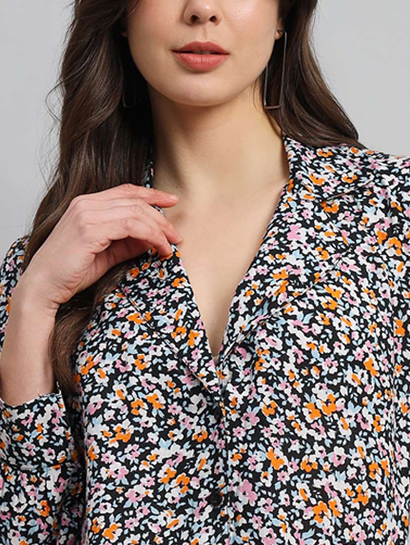 women black floral printed long sleeve shirts - 21712517 - Standard Image - 5