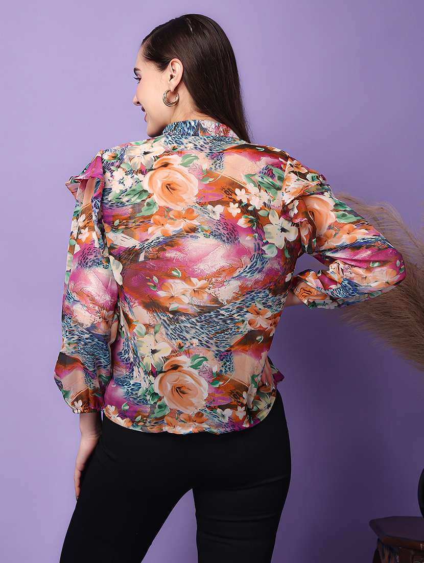 women printed long sleeve shirt - 21712519 - Standard Image - 3