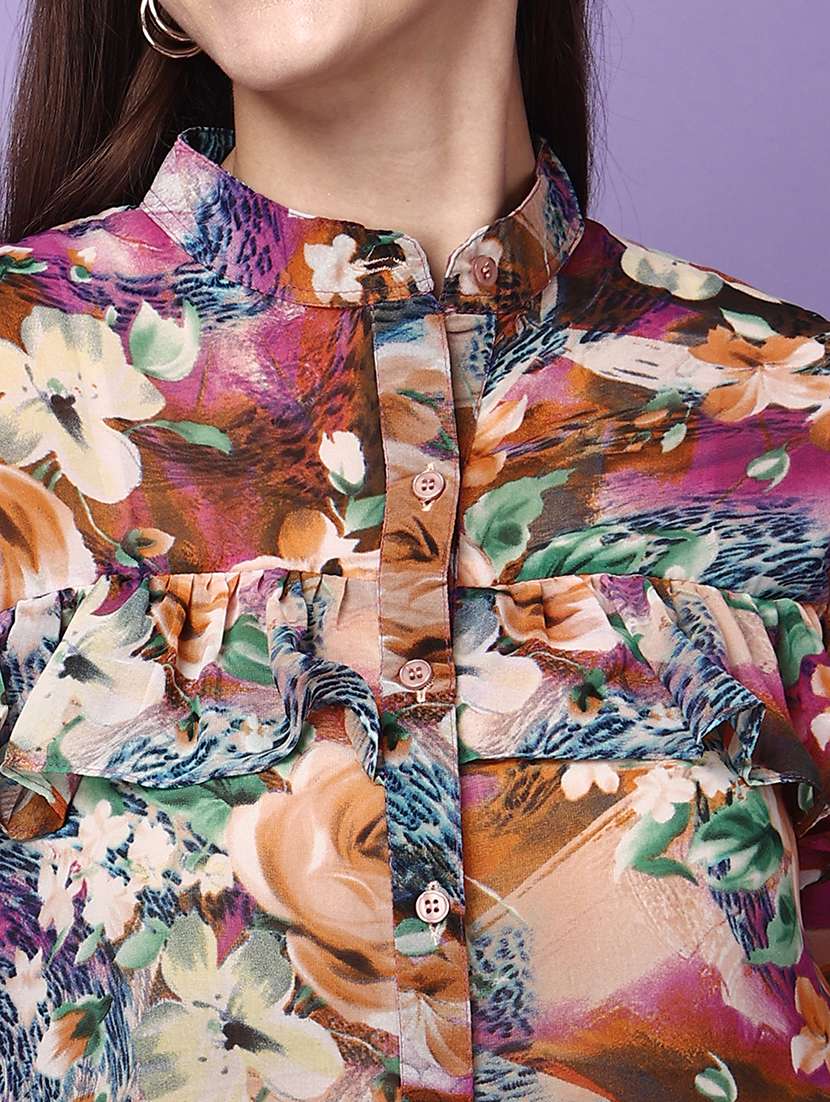 women printed long sleeve shirt - 21712519 - Standard Image - 5
