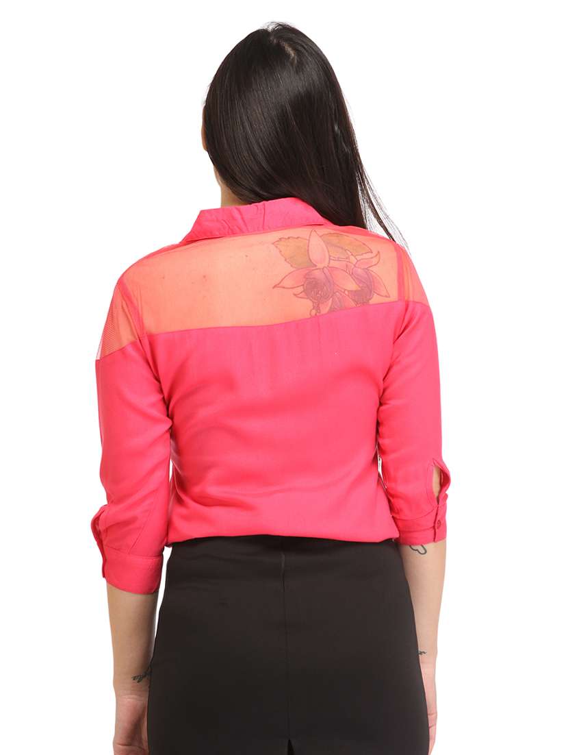 women solid three quarter sleeve shirt - 21712532 -  Standard Image - 3