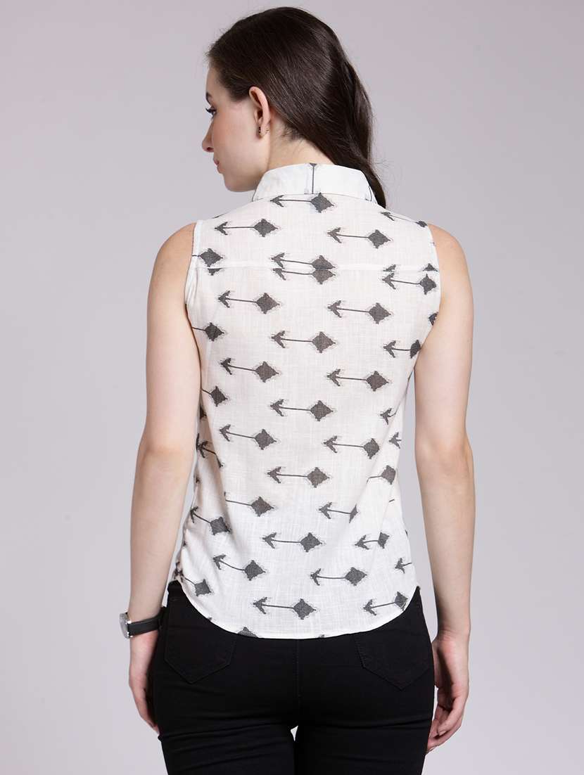 women printed sleeveless shirt - 21712544 -  Standard Image - 3
