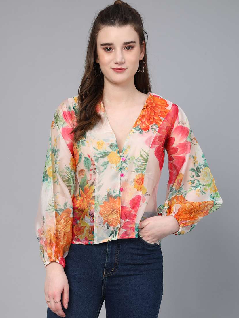 women printed long sleeve shirt