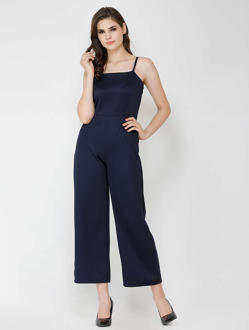 women solid shoulder strap full length jumpsuit - 21712592 -  Standard Image - 3