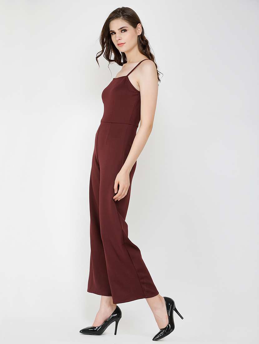 women solid shoulder strap full length jumpsuit - 21712597 -  Standard Image - 3