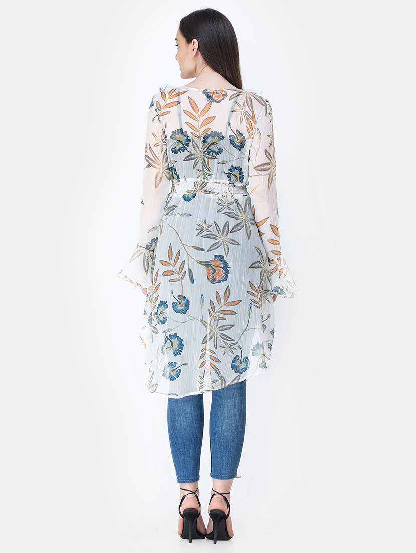 women printed long sleeves asymmetric shrug - 21712606 -  Standard Image - 3