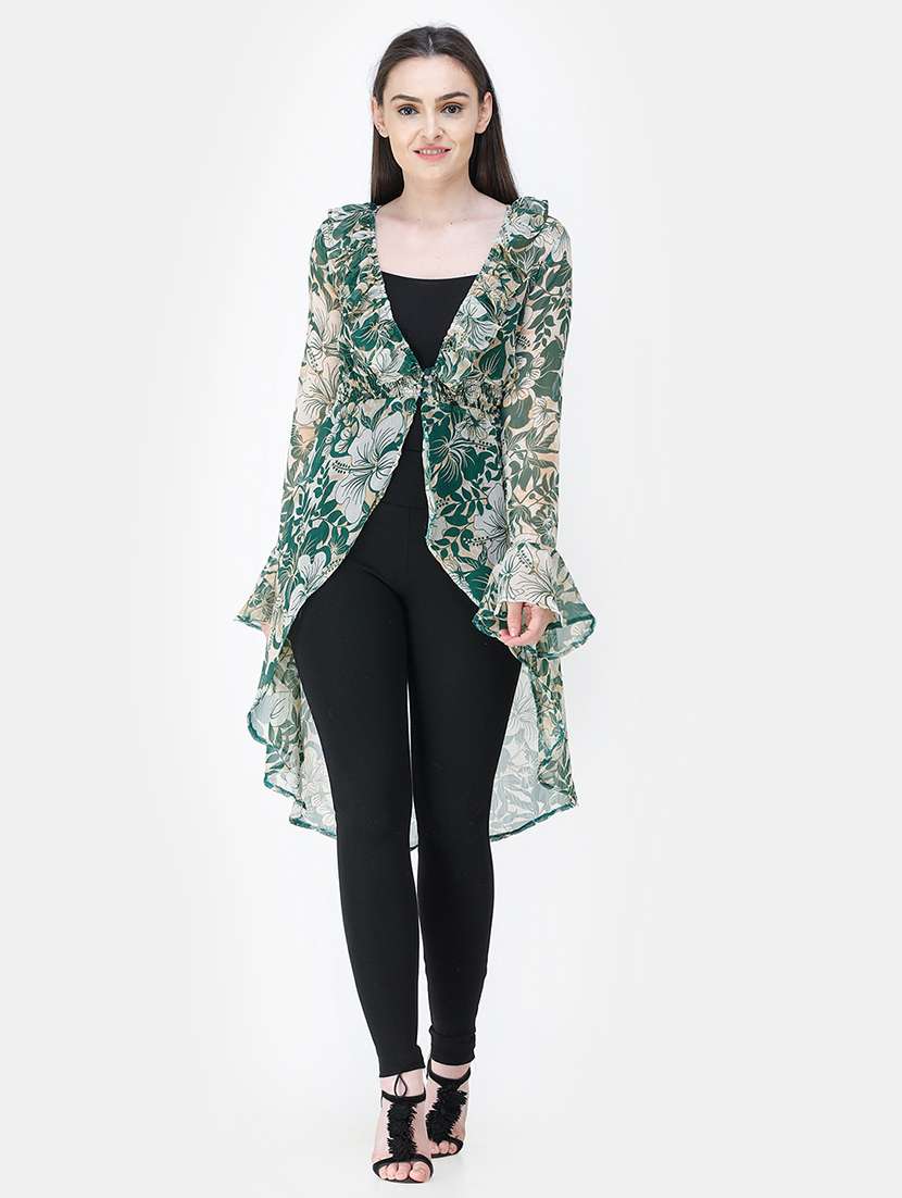 women printed long sleeves asymmetric shrug - 21712607 - Zoom Image - 0