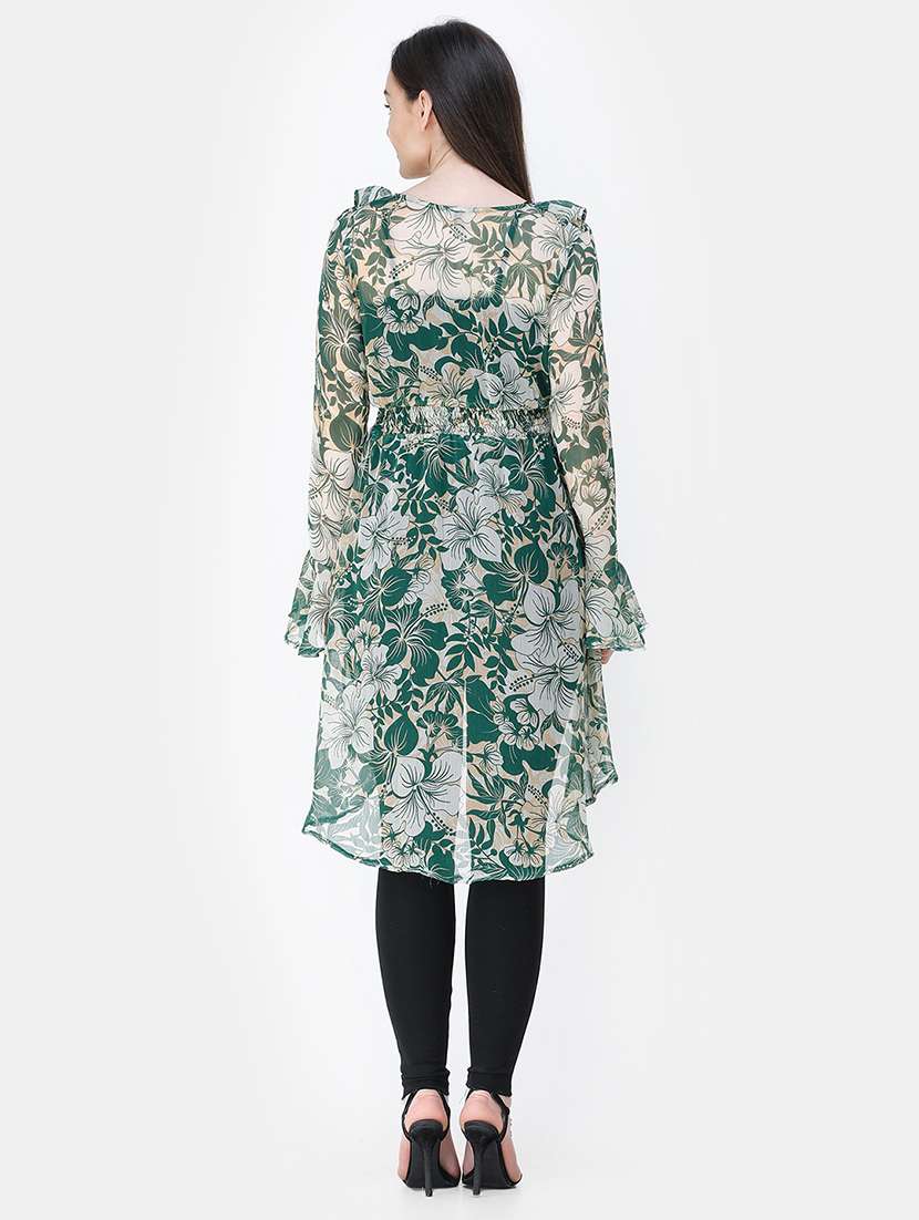 women printed long sleeves asymmetric shrug - 21712607 - Standard Image - 3
