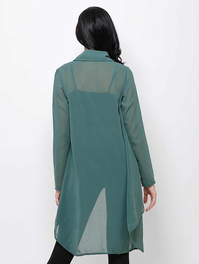 women solid long sleeves asymmetric shrug - 21712620 - Standard Image - 3