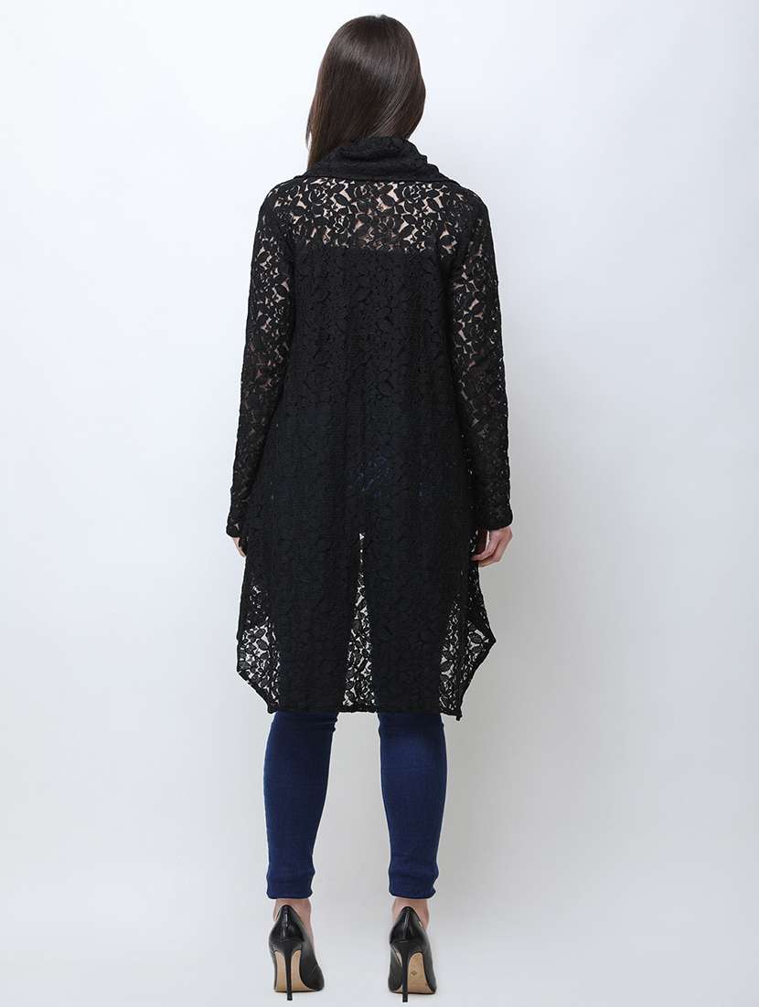 women laced long sleeves asymmetric shrug - 21712639 -  Standard Image - 3