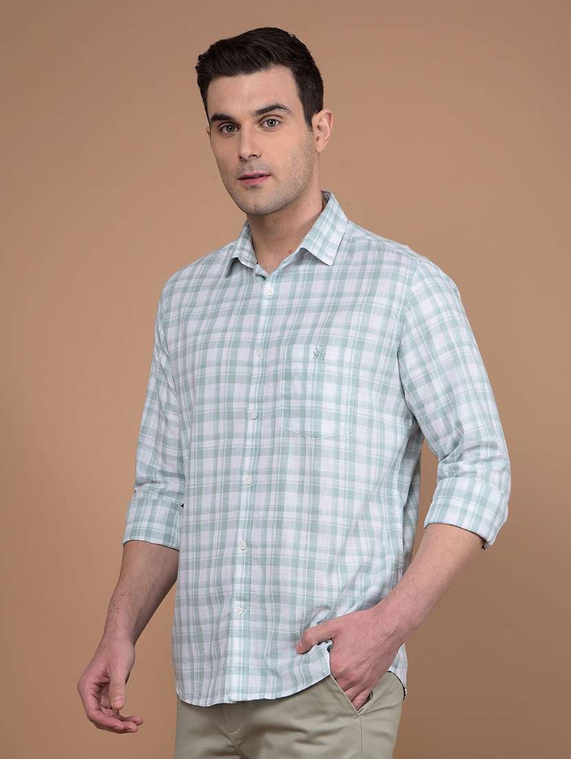 men checked  long sleeve casual shirt